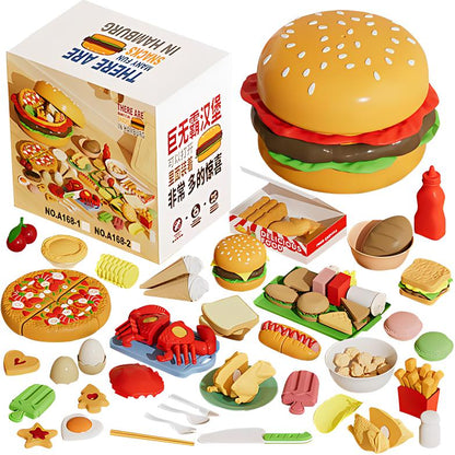 KEBY gamburger va kartoshka o'yinchoqlari uchun oshxona to'plami