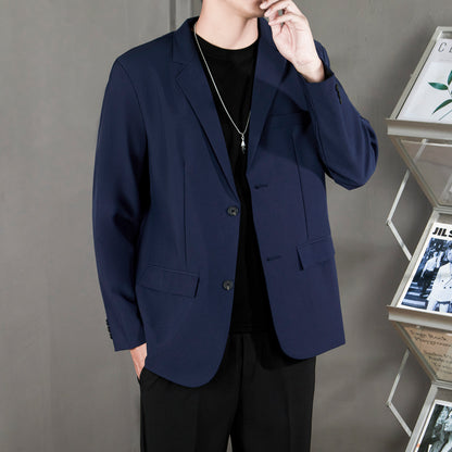 Ofisga qarshi engil hashamatli moda tasodifiy chiroyli bo'sh Gonkong uslubidagi gangster chiroyli ko'ylagi universal koreys versiyasi trendi uzun yengli kostyum erkaklar modellari