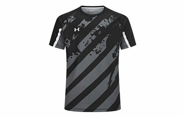 Under armour простой logo печатных повседневная бег фитнес велоспорт спорт тренировки джерси дышащий трикотаж круглый вырез короткий рукав футболка мужская и женская черный