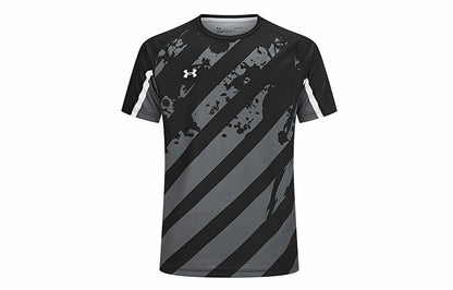Under armour простой logo печатных повседневная бег фитнес велоспорт спорт тренировки джерси дышащий трикотаж круглый вырез короткий рукав футболка мужская и женская черный