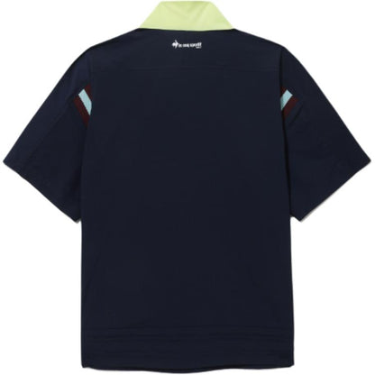 Ayollar uchun Le Coq Le Coq Sportif harflari rangli bloklangan qisqa yengli futbolka