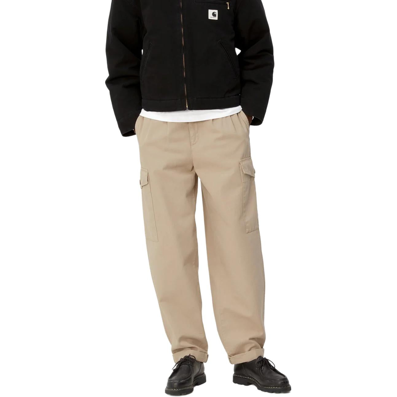 Carhartt wip fw24 Collins shim ko'krak nishoni naqshli plili fermuarli erkin ish shimlari ayollar uchun xaki