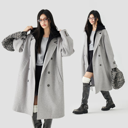 Mpux bir xil modeldagi soxta ikki qismli ikki ko'krak qafasi bo'shashgan oddiy tvid ko'ylagi