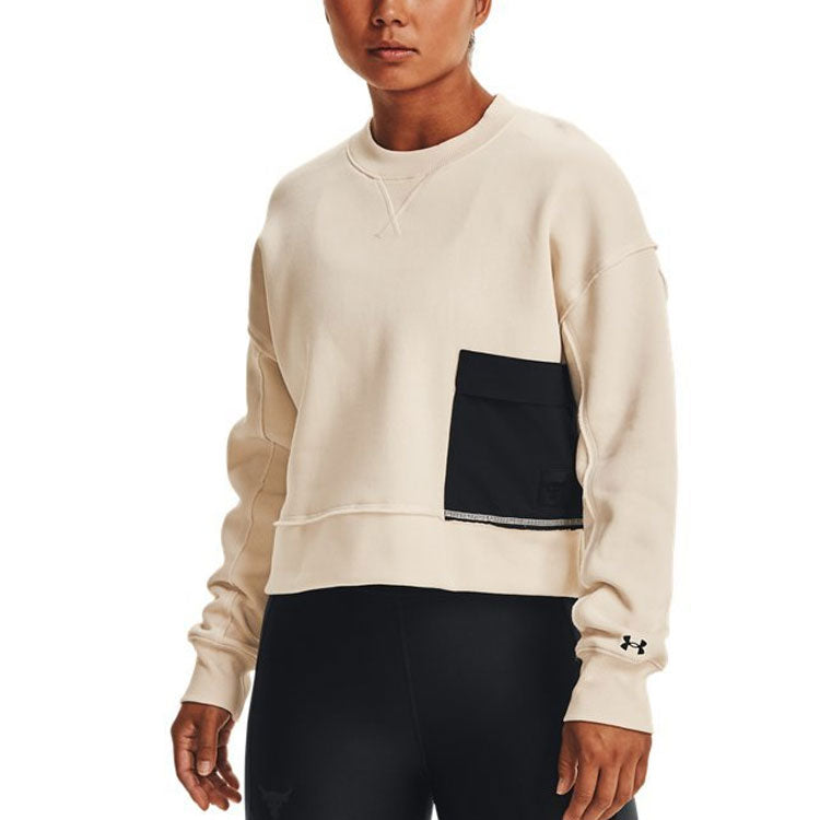 Under armour under armour johnson series casual fleece round neck training sports short sweatshirt women's white