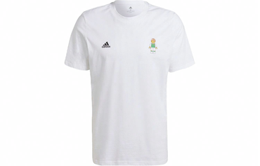 Adidas x lego совместный бренд футбол lego принт круглый вырез короткий рукав футболка азиатская версия мужская белый
