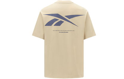 Reebok moda yo'nalishi Amerika oddiy qulay yuz dumaloq bo'yinli sport erkin qisqa yengli nafas oladigan dopaminli futbolka erkaklar va ayollar bej