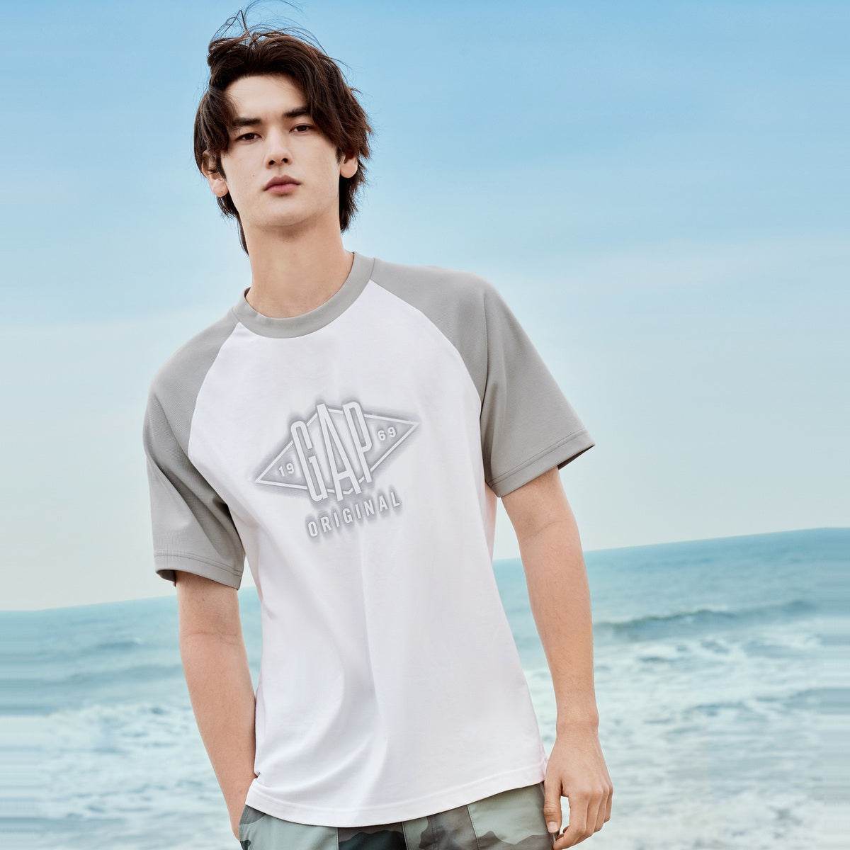 Gap urban casual collection хлопковая футболка с плечевым швом и круглым вырезом с коротким рукавом мужские и женские футболки - Boxette Shop