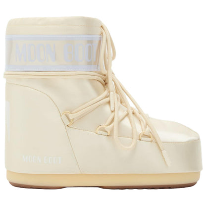 Moon boot icon tube cross lace round toe short snow boots unisex ivory