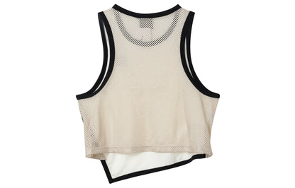 Iordaniya logotipi bosma nafas oladigan ekipaj bo'yinli yengsiz yelek ayollar oq