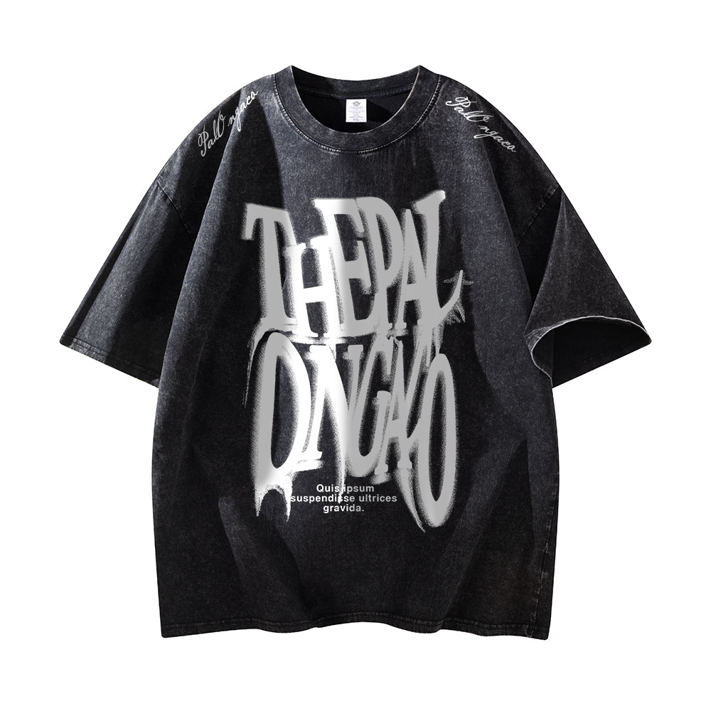 Pal ongaco qisqa yengi yuvilgan va siqilgan retro amerikacha futbolka erkaklar va ayollar uchun dazmollanadigan bokeh harflari bilan