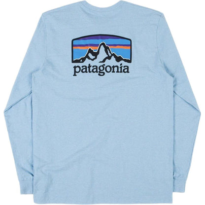 Patagonia patagonia responsibili-tee qor bosilgan tog'li nafas oladigan dumaloq bo'yinli uzun yengli erkaklar futbolkasi