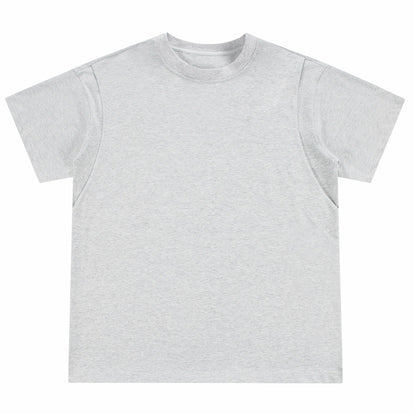 Paddy Julia bir xil rangdagi asosiy dekonstruksiya qilingan birlashma dizayn hissi yelkali bo'sh ko'p qirrali oddiy shamol qutisi versiyasi pastki qismdagi kalta yengli futbolka erkaklar va ayollar bir xil modellar