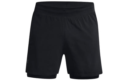 Under armour 2-в-1 тренировочные атлетические шорты для бега мужские черные