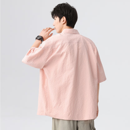 Igoi Amerika tekis rangli oddiy asosiy modellar bo'shashgan yagona ko'krakli teksturali yelkada erkin his qiluvchi oddiy yuzta tekis kalta yengli ko'ylaklar bir xil modeldagi erkaklar va ayollar