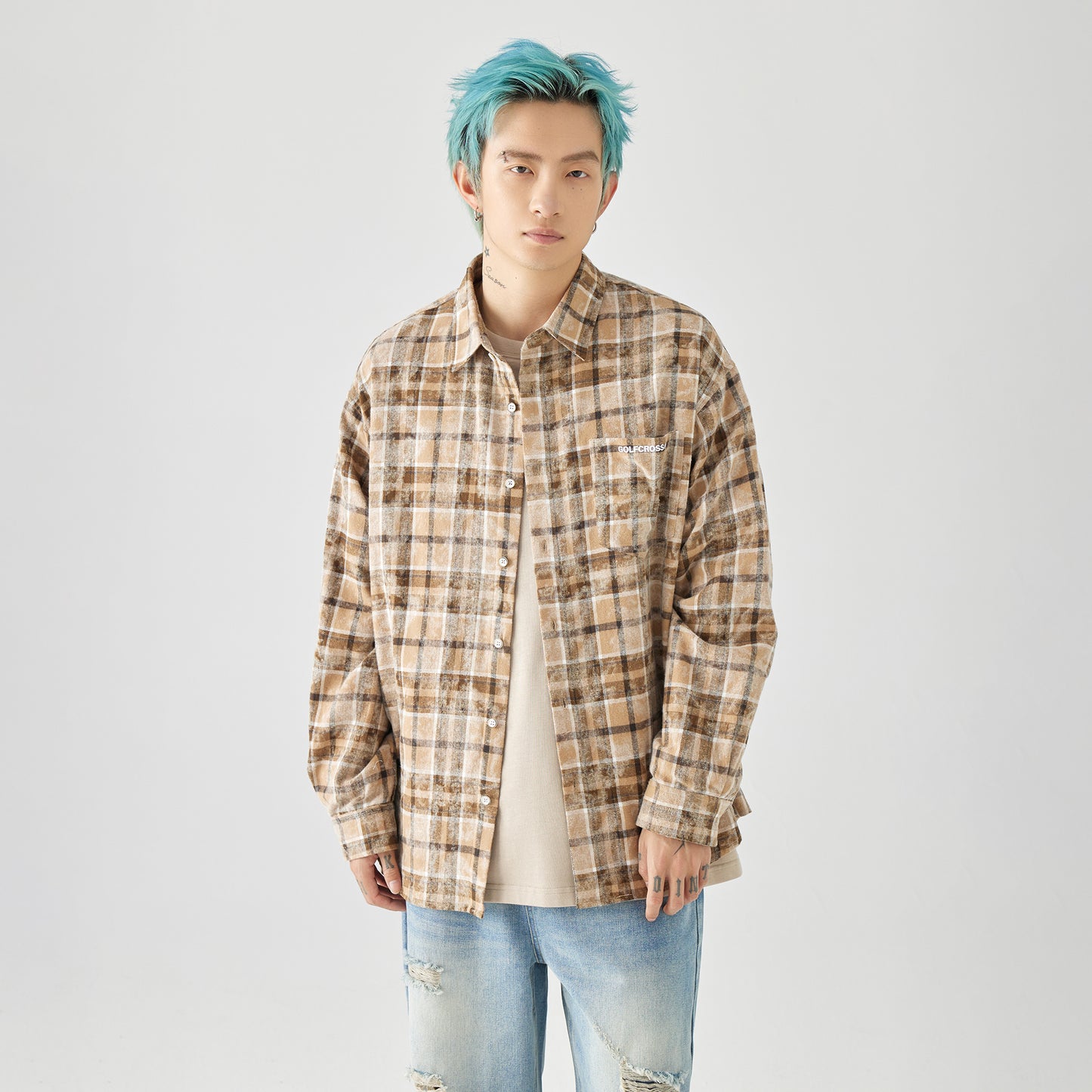 Golfkross Amerika retro to'qnashuvi tasodifiy yubka uzun yengli ko'ylak ko'ylagi juftlik modellari