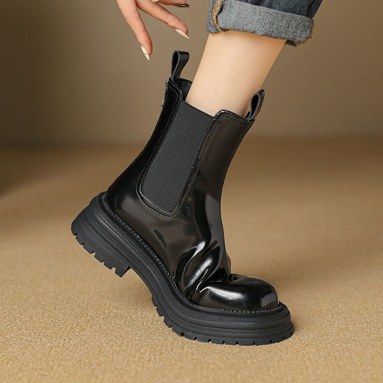 Balletcat cowhide simple daily commuter business comfort short chelsea boots 4.5cm women's