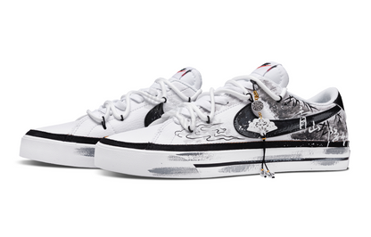 【кроссовки на заказ】nike court legacy кожаные удобные обтянутые износостойкие низкие верхние кроссовки мужские и женские темно-серые