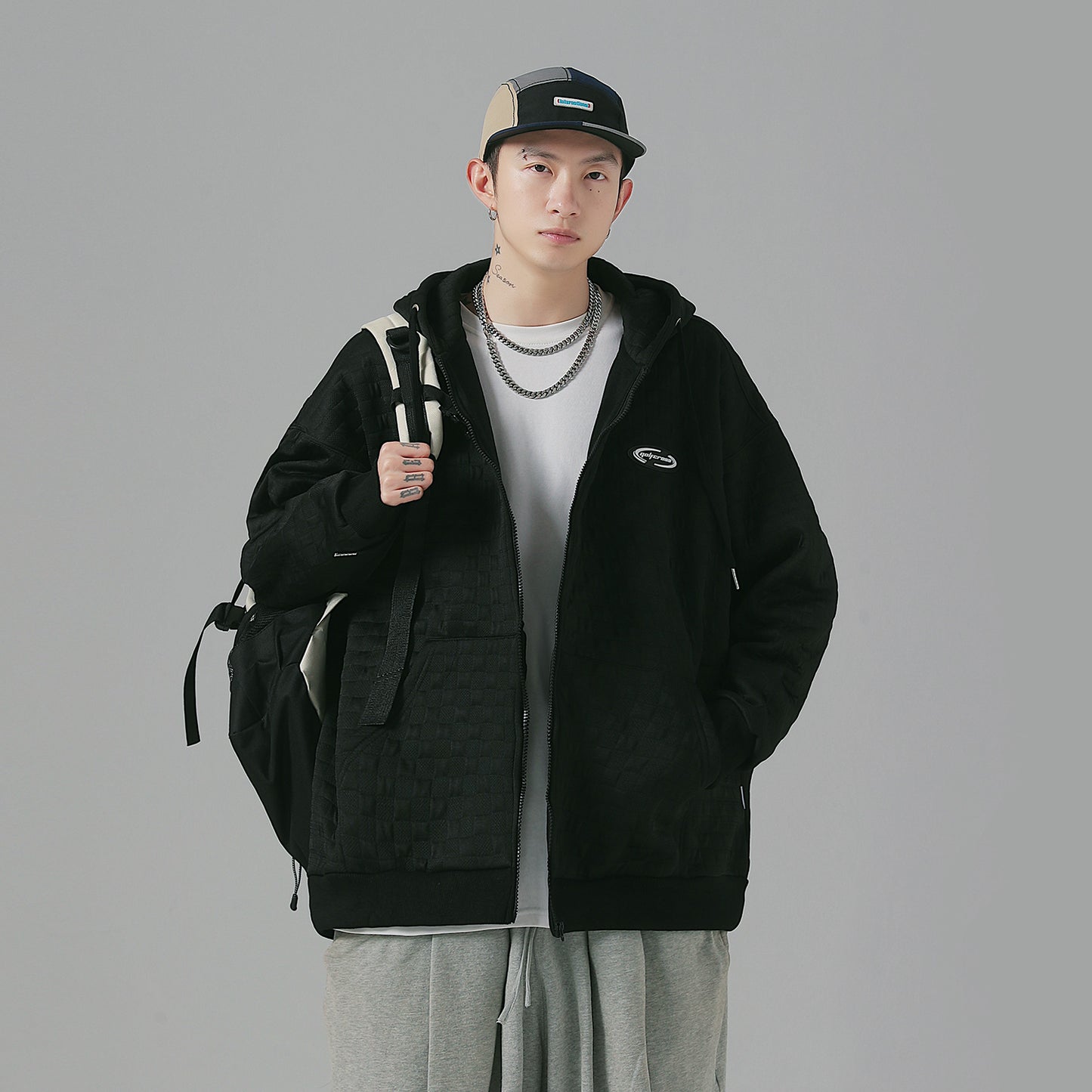 Golfkross yumshoq qalinlashgan vafli harflari bo'sh qalpoqli kardigan ko'ylagi kozok erkaklar va ayollar bir xil modellar