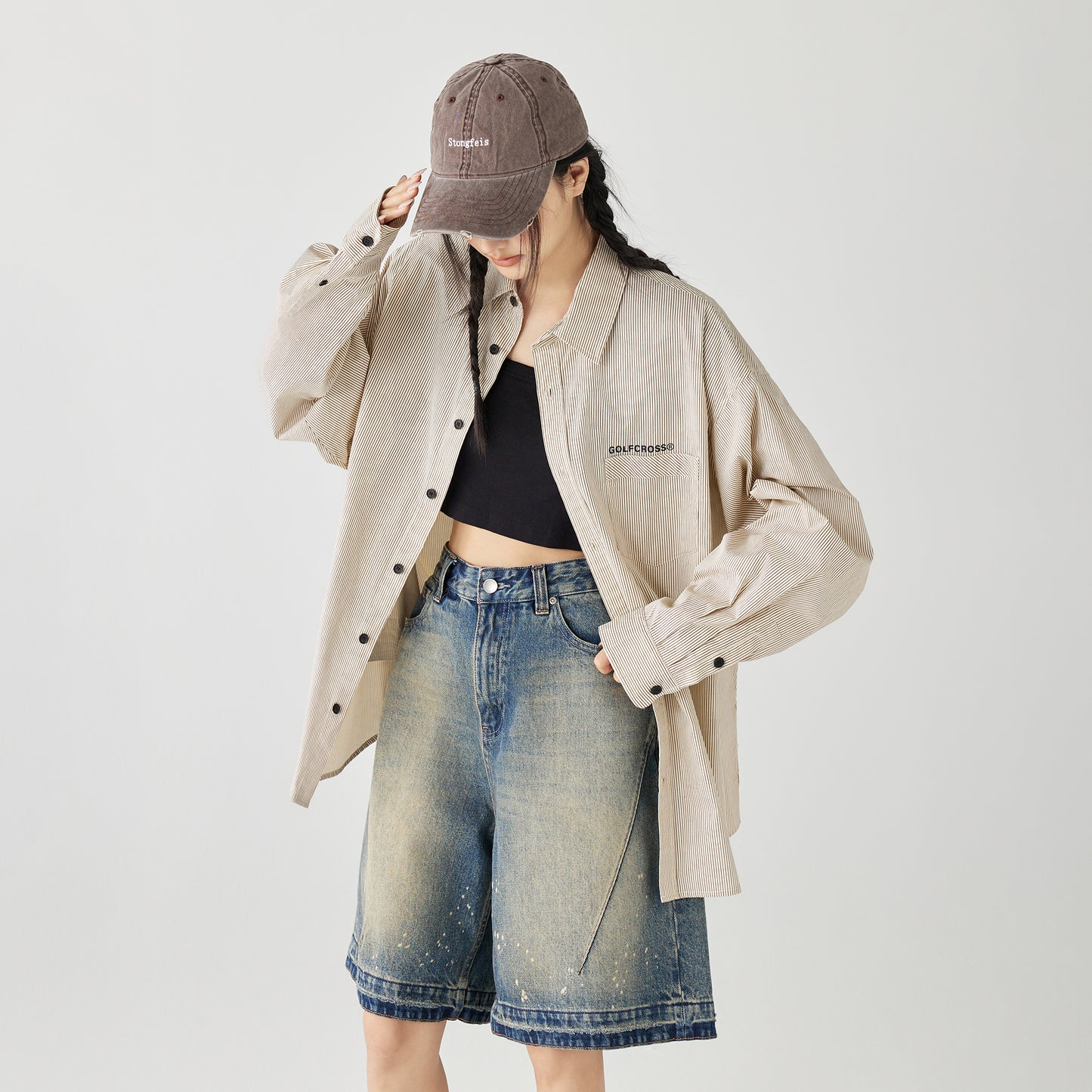 Golfcross yapon kolleji uslubidagi shaharbo'yi chiziqli bir ko'krakli tasodifiy lapel uzun yengli ko'ylak ko'ylagi juftlik modellari