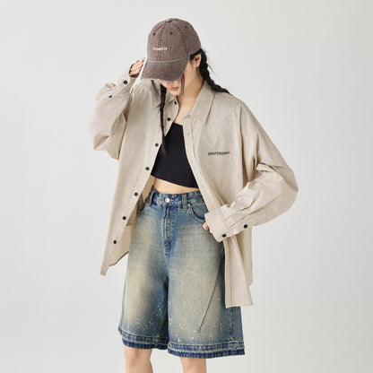 Golfcross yapon kolleji uslubidagi shaharbo'yi chiziqli bir ko'krakli tasodifiy lapel uzun yengli ko'ylak ko'ylagi juftlik modellari