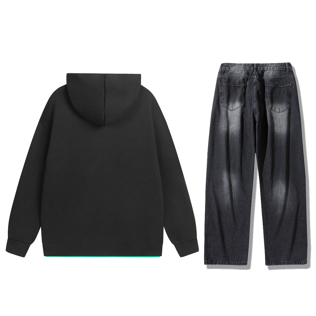 Anti-ofis shaharcha yangi yoshlar tasodifiy sayohat oddiy qulay sport kostyumi shamol trendi ko'p qirrali kozok yupqa tekis jinsi o'g'il ikki qismli kostyum kiyimi kuz va qishki erkaklar modellari