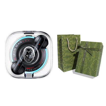 Disney QS28 Kapitan Amerika Iron Man 100-yillik modeli Haqiqiy avtorizatsiyalangan shaffof oʻyin sport shovqinlarini bekor qiluvchi Apple Android universal quloqqa simsiz Bluetooth eshitish vositasi