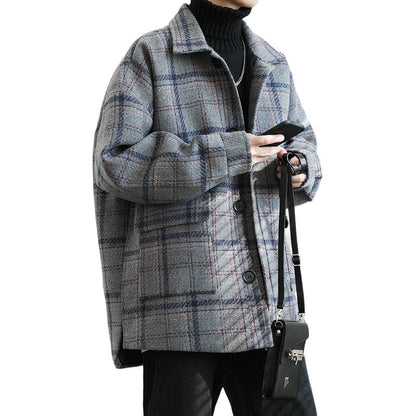 Awao Amerika baland ko'cha tvidli o'rta uzunlikdagi ko'ylagi koreyscha qishki bo'sh tvid juftlik qalin issiq qulay trendli to'da chiroyli palto bir xil modeldagi erkaklar va ayollar