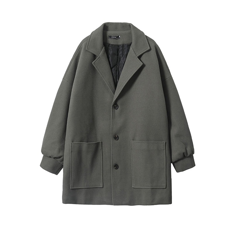 Eyeunderstand Amerikaning yuqori ma'noli retro bo'sh kostyum yoqasi, bir xil modelli erkaklar va ayollar uchun chiroyli ko'p qirrali o'rta uzunlikdagi tvid palto