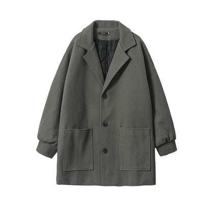 Eyeunderstand Amerikaning yuqori ma'noli retro bo'sh kostyum yoqasi, bir xil modelli erkaklar va ayollar uchun chiroyli ko'p qirrali o'rta uzunlikdagi tvid palto