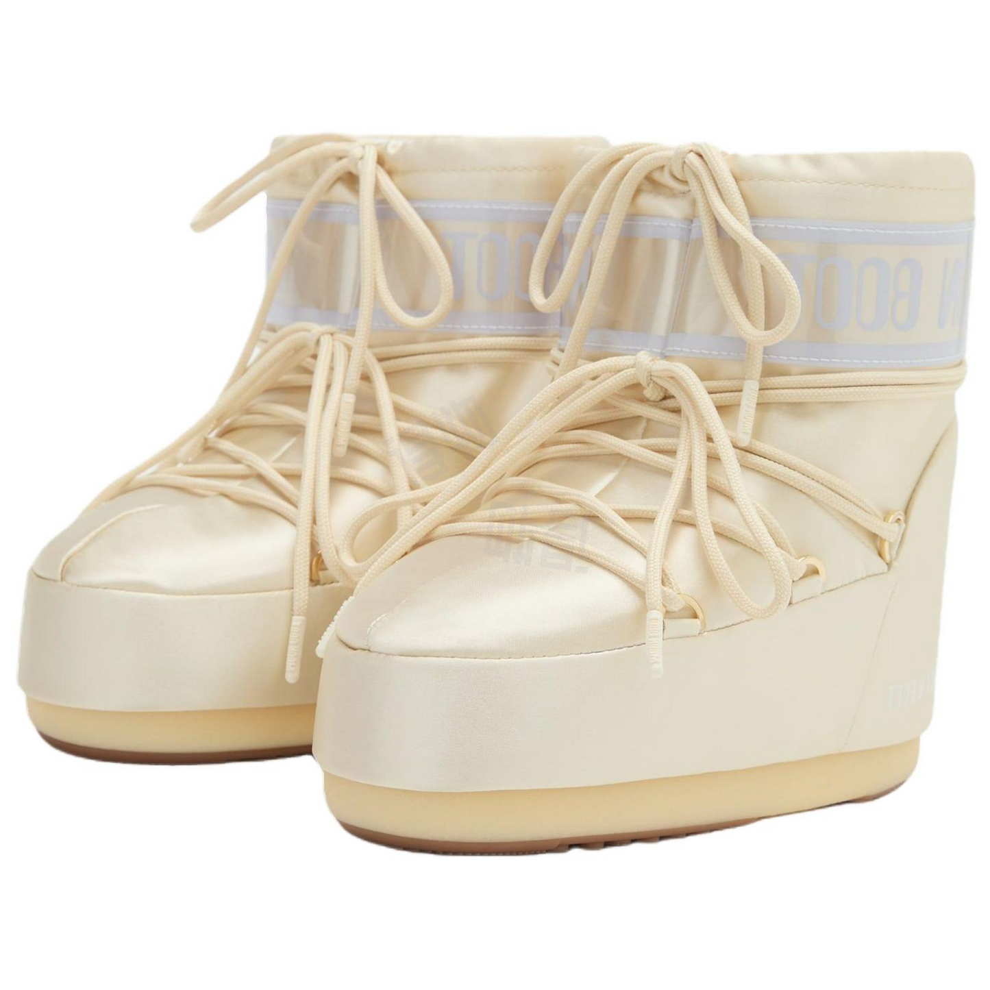 Moon boot icon tube cross lace round toe short snow boots unisex ivory