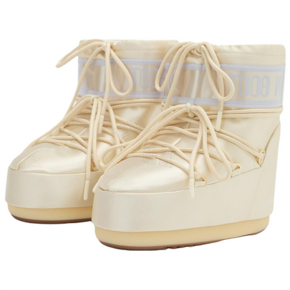 Moon boot icon tube cross lace round toe short snow boots unisex ivory
