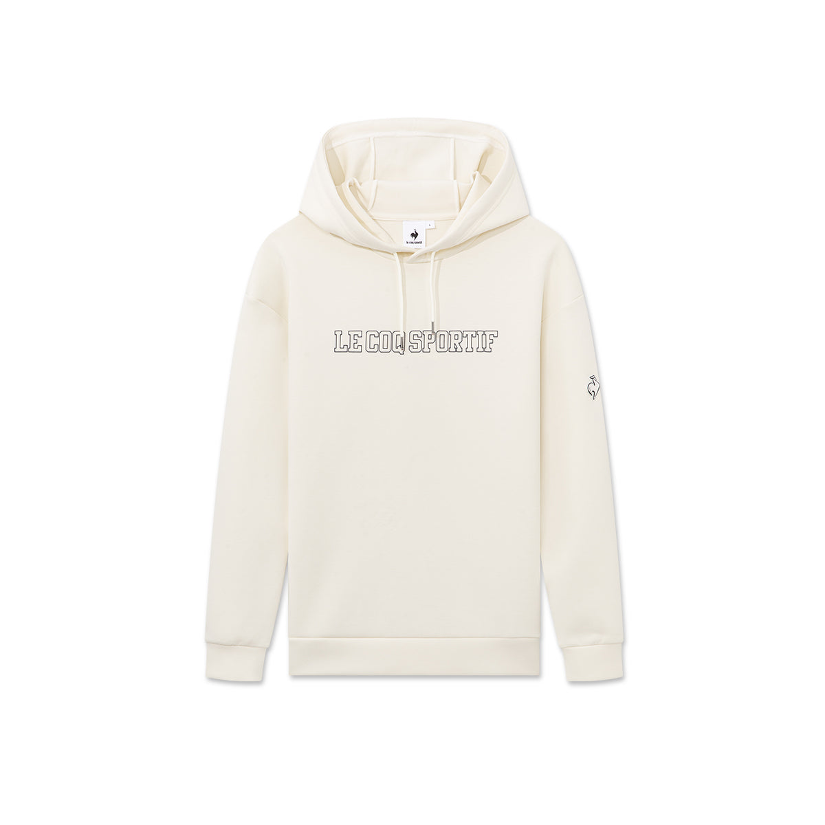 Le coq le coq sportif bir tekis rangli oddiy harflar logotipi bosma naqshli erkin ochiladigan yelkali uzun yengli sviter erkaklar va ayollar modellari