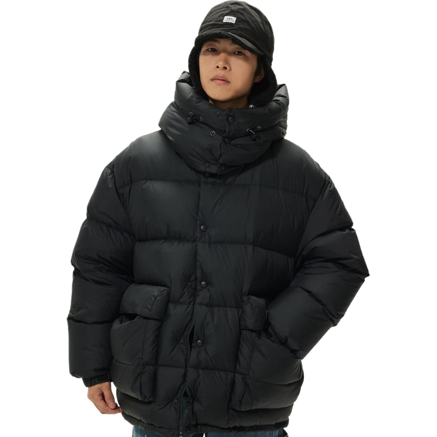 Lee issiq va qulay erkaklar uchun uzun yengli oddiy past ko'ylagi qora