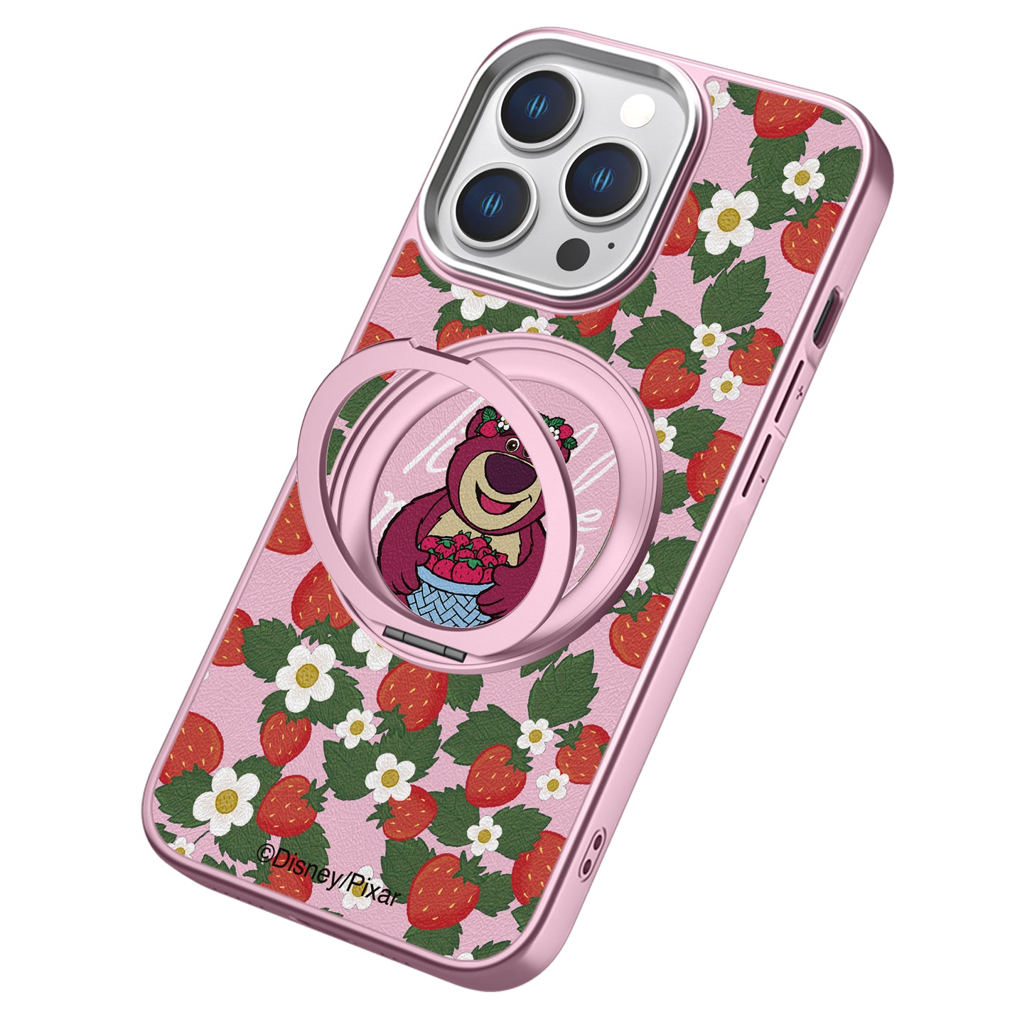 Disney charm materiali metall ramka Magsafe magnit braketi Yoqimli shirin qulupnayli ayiq yuqori qiymatli qizlar uchun Apple/Apple 16promax/15/14pro/max/iphone13/12 multfilm animatsiyasi uchun