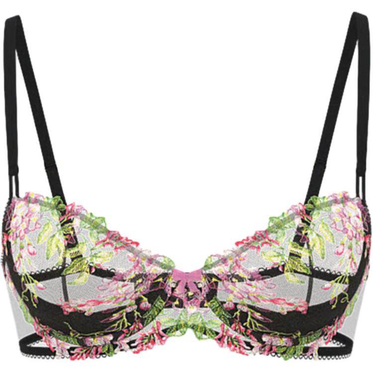 Victoria's secret vivienne embroidery half cup unpadded steel bra women's - Boxette Shop