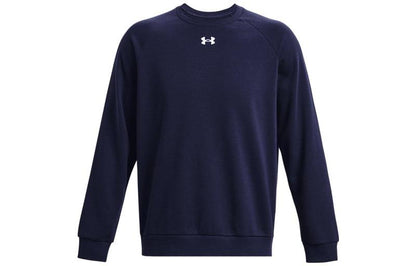 Under armour rival solid fleece crew neck training sweatshirt men's dark blue