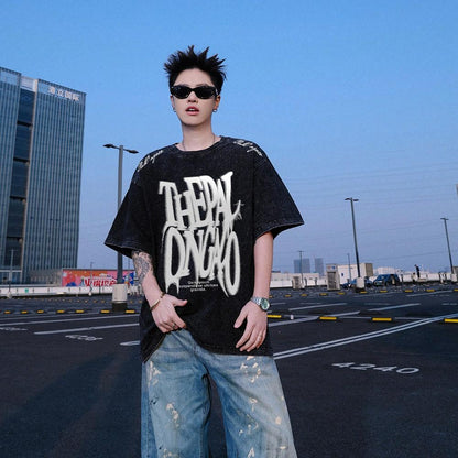 Pal ongaco qisqa yengi yuvilgan va siqilgan retro amerikacha futbolka erkaklar va ayollar uchun dazmollanadigan bokeh harflari bilan