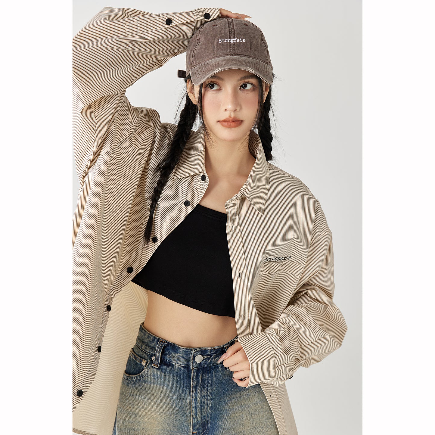 Golfcross yapon kolleji uslubidagi shaharbo'yi chiziqli bir ko'krakli tasodifiy lapel uzun yengli ko'ylak ko'ylagi juftlik modellari