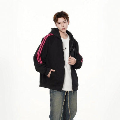 Playboy chiziqli kapshonli erkaklar sport kurtkasi