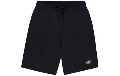 New Balance Sport Life Solid Color Kichkina logotipli to'rli trikotaj erkaklar qora sport shortilari
