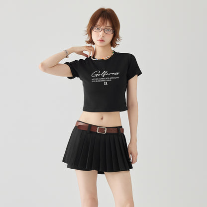 Golfcross shirin salqin ziravorlar qiz uslubi oddiy asosiy ko'p harfli logotipli bosma elkali qisqa yengli pullover yumaloq bo'yinli qisqa yengli yarim yengli ayollar futbolkasi