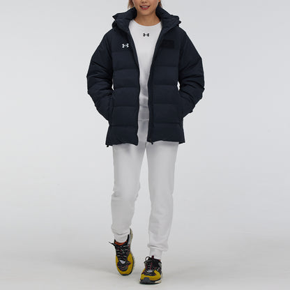 Under armour andromeda logo training hooded jacket down jacket winter co-ed black