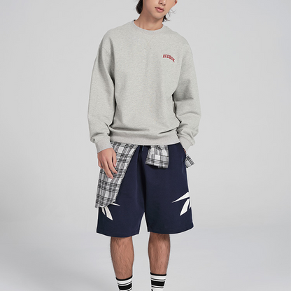 Reebok Letter Print Trikotaj kazak paxta kozok Uniseks ochiq kanop kulrang