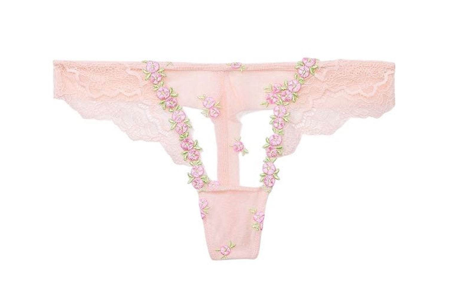 Victoria's secret victoria's secret clashing colours легкие сетчатые стринги с цветочным орнаментом женские 1 пара cherry blossom pink - Boxette Shop