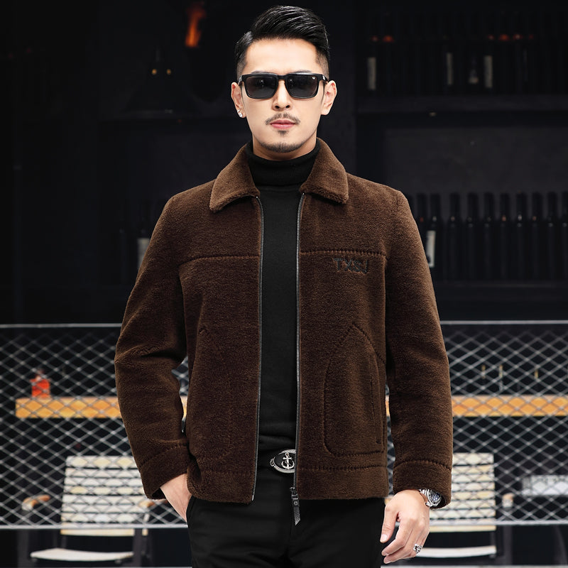 Kaiser kaiser Koreya modasi sof jun lapel fermuar bo'limi qo'y terisi mo'ynali baxmal paltosi bir xil modeldagi erkaklar va ayollar