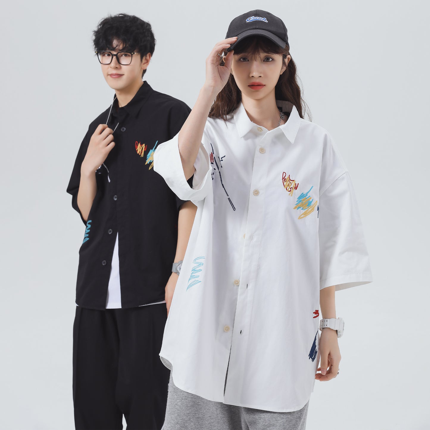 Paddy Julia Amerika retro baland ko'cha uslubidagi nafas oladigan ko'p qirrali yelkali qisqa yengli ko'ylak erkaklar va ayollar bir xil modellar