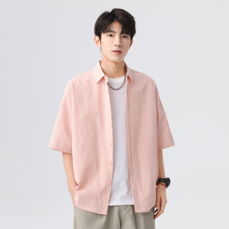 Igoi Amerika tekis rangli oddiy asosiy modellar bo'shashgan yagona ko'krakli teksturali yelkada erkin his qiluvchi oddiy yuzta tekis kalta yengli ko'ylaklar bir xil modeldagi erkaklar va ayollar