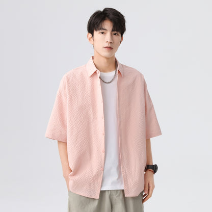 Igoi Amerika tekis rangli oddiy asosiy modellar bo'shashgan yagona ko'krakli teksturali yelkada erkin his qiluvchi oddiy yuzta tekis kalta yengli ko'ylaklar bir xil modeldagi erkaklar va ayollar