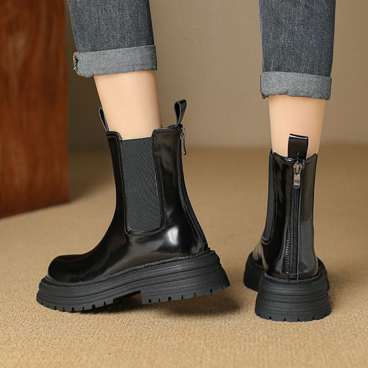 Balletcat cowhide simple daily commuter business comfort short chelsea boots 4.5cm women's