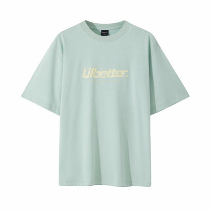 Lilbetter harfi logotipi bosma paxta amerikalik kundalik toza kiyimli dumaloq bo'yinli yarim yengli bo'shashgan juftlik qisqa yengli futbolka modelli erkaklar va ayollar